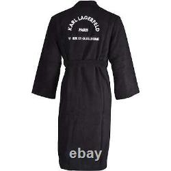 Karl Lagerfeld Address Logo Men's Towelling Bathrobe, Black