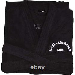 Karl Lagerfeld Address Logo Men's Towelling Bathrobe, Black