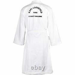 Karl Lagerfeld Address Logo Men's Towelling Bathrobe, White