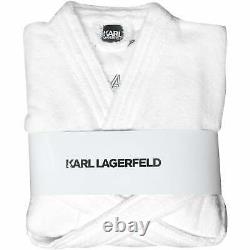 Karl Lagerfeld Address Logo Men's Towelling Bathrobe, White