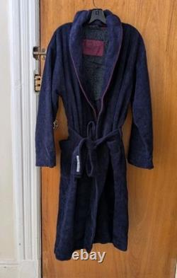 LIMITED EDITION Robert Graham Navy Terry Bath Robe Skull Crest Mens SIZE S/M