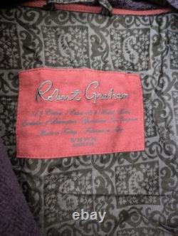 LIMITED EDITION Robert Graham Navy Terry Bath Robe Skull Crest Mens SIZE S/M