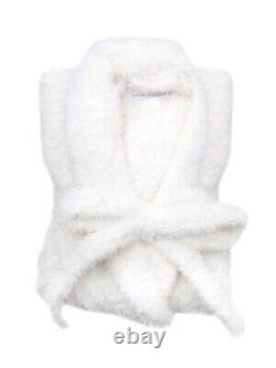 LITTLE GIRAFFE Women's Cream Cozy Stretch Soft Chenille Robe Size 0 NWT