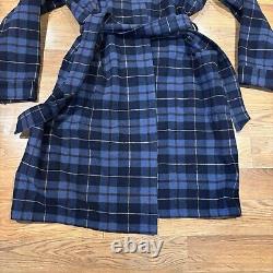 LL Bean Bath Robe Blue Scotch Plaid Flannel Belted Men's Size Medium