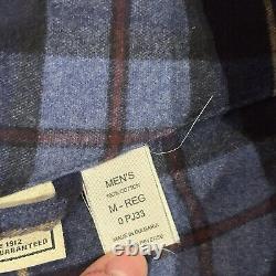 LL Bean Bath Robe Blue Scotch Plaid Flannel Belted Men's Size Medium