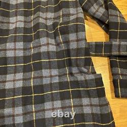 LL Bean Bath Robe Blue Scotch Plaid Flannel Belted Men's Size Medium