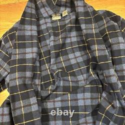 LL Bean Bath Robe Blue Scotch Plaid Flannel Belted Men's Size Medium