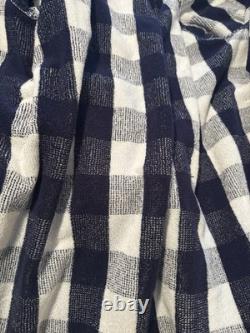 LUX Hastens Blue Check Bathrobe Mens/Women's, 100% Cotton, Size Medium