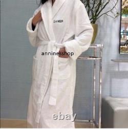 La Mer LUXURY Terry Bathrobe Plush WHITE Robe XL Women men unisex Green logo New