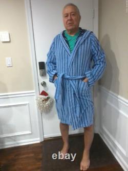 Lacoste Blue Striped Hooded Bathrobe L/xl