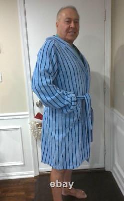 Lacoste Blue Striped Hooded Bathrobe L/xl