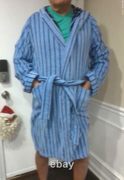 Lacoste Blue Striped Hooded Bathrobe L/xl