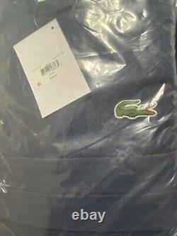 Lacoste Classic Pique Bath Robe- BLUE 100% Cotton- One Size New