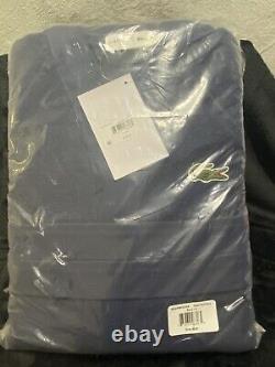 Lacoste Classic Pique Bath Robe- BLUE 100% Cotton- One Size New