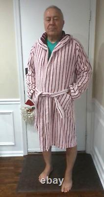 Lacoste Pink Striped Hooded Bathrobe L/xl