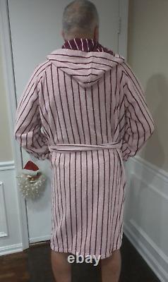 Lacoste Pink Striped Hooded Bathrobe L/xl