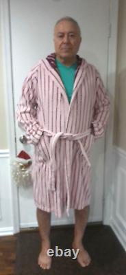 Lacoste Pink Striped Hooded Bathrobe L/xl