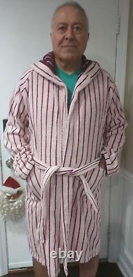 Lacoste Pink Striped Hooded Bathrobe L/xl