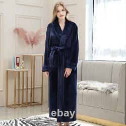 Ladies/Mens Fleece Long Dressing Gown HOT Unisex Bath Robe Soft Flannel Bathrobe