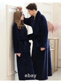 Ladies/Mens Fleece Long Dressing Gown HOT Unisex Bath Robe Soft Flannel Bathrobe
