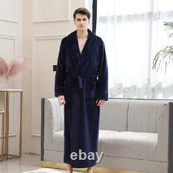 Ladies/Mens Fleece Long Dressing Gown HOT Unisex Bath Robe Soft Flannel Bathrobe