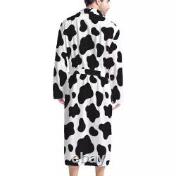 Leopard Grain Bathrobe Mens Soft Gown Toweling Sleepwear Waffle Kimono Robes