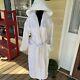 Lloyd England Sz Small Bathrobe White Geometric Thick Cotton Handmade Vintage
