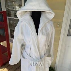 Lloyd England Sz Small Bathrobe White Geometric Thick Cotton Handmade Vintage