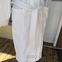 Lloyd England Sz Small Bathrobe White Geometric Thick Cotton Handmade Vintage