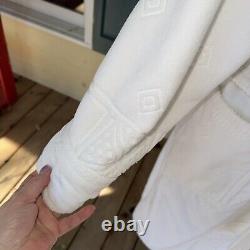 Lloyd England Sz Small Bathrobe White Geometric Thick Cotton Handmade Vintage