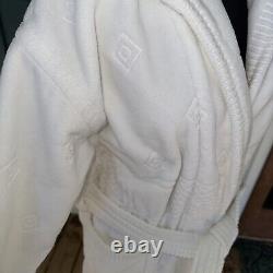 Lloyd England Sz Small Bathrobe White Geometric Thick Cotton Handmade Vintage