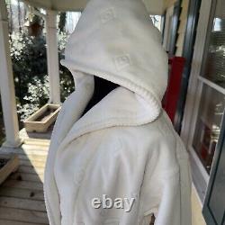 Lloyd England Sz Small Bathrobe White Geometric Thick Cotton Handmade Vintage