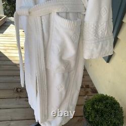 Lloyd England Sz Small Bathrobe White Geometric Thick Cotton Handmade Vintage