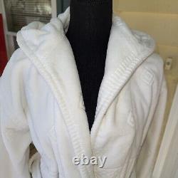 Lloyd England Sz Small Bathrobe White Geometric Thick Cotton Handmade Vintage
