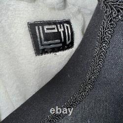 Lloyd England Sz Small Bathrobe White Geometric Thick Cotton Handmade Vintage