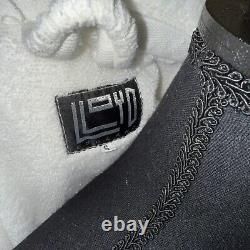 Lloyd England Sz Small Bathrobe White Geometric Thick Cotton Handmade Vintage