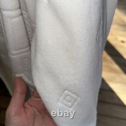 Lloyd England Sz Small Bathrobe White Geometric Thick Cotton Handmade Vintage