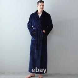 Long Hooded Plaid Flannel Bathrobe Plus Size Coral Kimono Bath Robe Night Gown