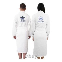 Lord and Lady Back Embroidery Bathrobe Embroidered Luxury Dressing Gown