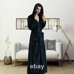 Lovers Long Flannel Robe Hooded Bathrobe Bath Robe Long sleeve Dressing Gown