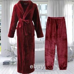 Lovers Winter Long Flannel Warm Bathrobe Women Men Bath Robe Dressing Gown