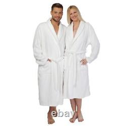 Luxury Cotton Terry Toweling Bath Robe Men Women Soft Cozy Shawl Neck Bathrobe