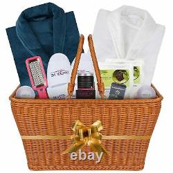 Luxury Double Bath Spa Gift Basket for Women & Men with 2 Luxury Velour Robes