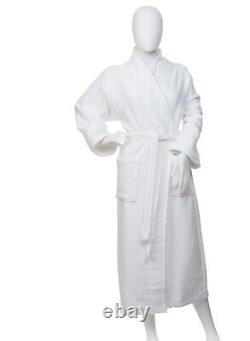 Luxury White Cotton Flannel Bathrobe Unisex One Size Fits All Christmas Gift Spa