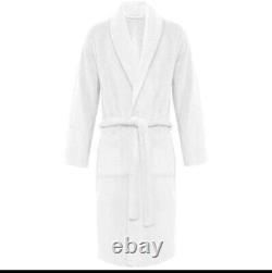Luxury White Cotton Flannel Bathrobe Unisex One Size Fits All Christmas Gift Spa