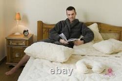 Luxury Woolen Men BATH ROBE Dressing SPA Gown 100% Merino Wool