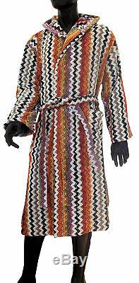 MISSONIHOME HOODED BATH ROBE VELOUR MASTER MODERNO COLLECTION PAUL 156 Sz SMALL