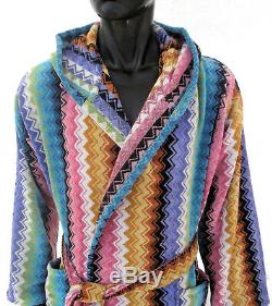 MISSONI HOME BATH ROBE HOODED RALPH 100 TRIMMED VELOUR COTTON Size M
