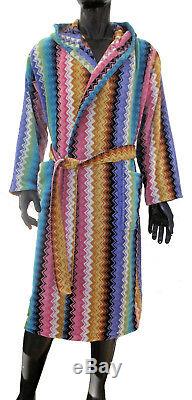MISSONI HOME BATH ROBE HOODED RALPH 100 TRIMMED VELOUR COTTON Size M