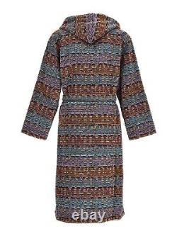 MISSONI HOME'Blake' Unisex Designer Chevron Hooded Plush Bathrobe L $540 NWT